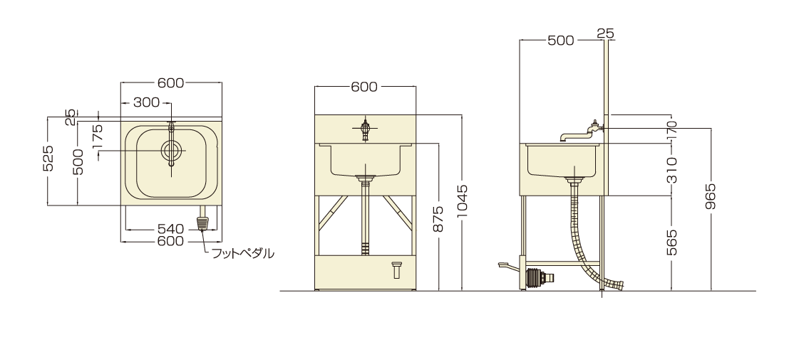 フットポンプ式シンク（TC-1型）図面